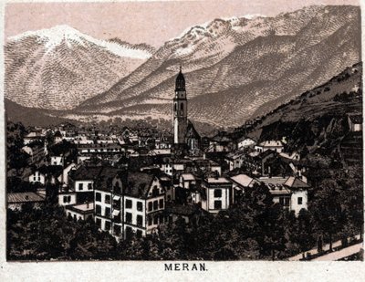 Tirolo italiano: vista della città di Merano da Unknown artist