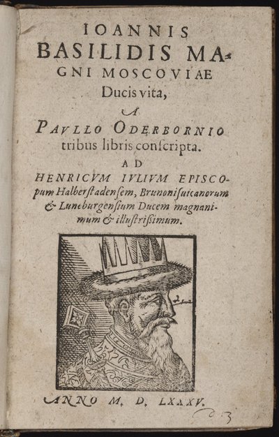 Ivan IV Vassilievitch, detto Ivan il Terribile (1530-1584) - Ioannis Basilidis Magni Moscoviae Ducis Vita (Pagina del titolo) da Unknown artist