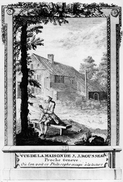 Jean Jacques Rousseau (1712-1778), scrittore e filosofo ginevrino di lingua francese; visto dalla sua casa (vicino a Ginevra) da Unknown artist