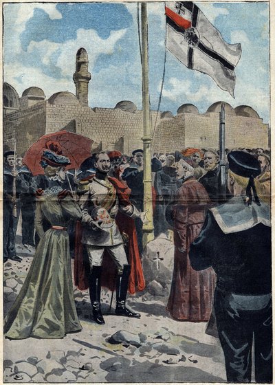 Gerusalemme - Tutti i Santi 1898: Guglielmo II (1859-1941), Imperatore di Germania e Re di Prussia, prende possesso della terra della "Dormizione", vicino al Cenacolo, per i suoi sudditi cattolici, davanti a Monsignor Luigi Piavi, Patriarca di Gerusalemme. da Unknown artist