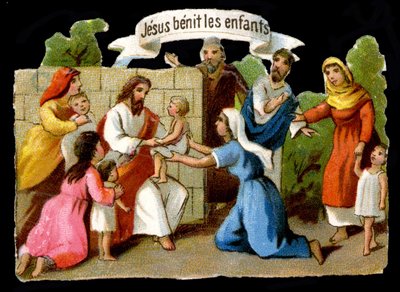 Gesù Cristo benedice i bambini. Cromolitografia del XIX secolo da Unknown artist