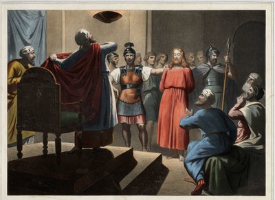 Gesù davanti a Caifa. Incisione anonima della metà del XIX secolo da Unknown artist