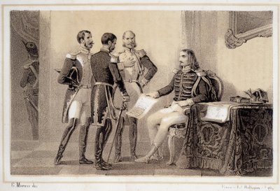 Joachim Murat (1767-1815) che presenta ai suoi generali il programma agli italiani - in "Storia d