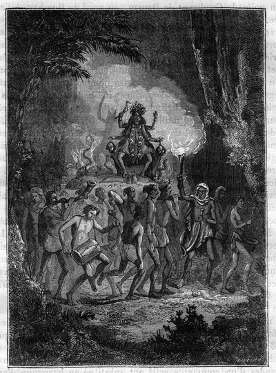 Viaggio in India di Victor Jacquemont, durante gli anni 1828-1832 processione della dea Kali (dea della distruzione) - Incisione in 