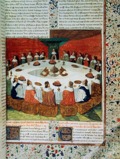 Re Artù e i Cavalieri della Tavola Rotonda assistono all