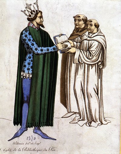 Re Artù e due monaci - estratto da "Lancelot du lac", dal 1370 d.C. da Unknown artist