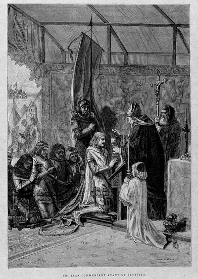 Re Giovanni che comunica prima della battaglia (Poitiers?) da Unknown artist