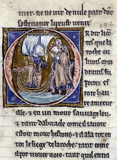 Re Modreius. Manoscritto: Conquista del Santo Graal, scritto 717 anni dopo la passione del nostro Signore. Bibliothèque municipale de Rennes, ms. 255 (Collezione di romanzi della Tavola Rotonda); Parigi da Unknown artist