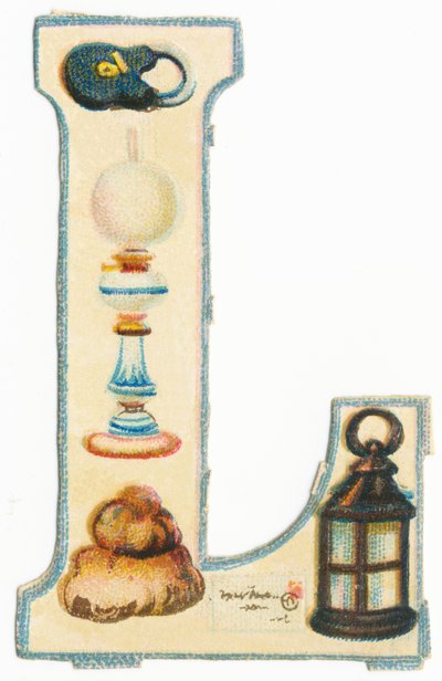 L: lucchetto, lampada, molti, lettera, lanterna da Unknown artist