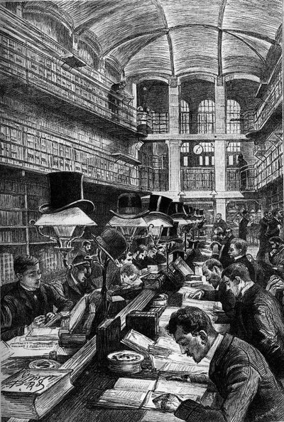 La biblioteca Cujas della Scuola di diritto di Parigi, Incisione nel giornale “La jeunesse” da Unknown artist