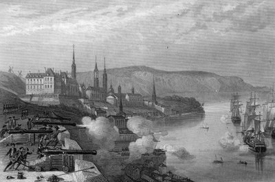La difesa di Quebec da parte del Conte De Frontenac. In "Storia Generale della Marina" di Van Tenac da Unknown artist