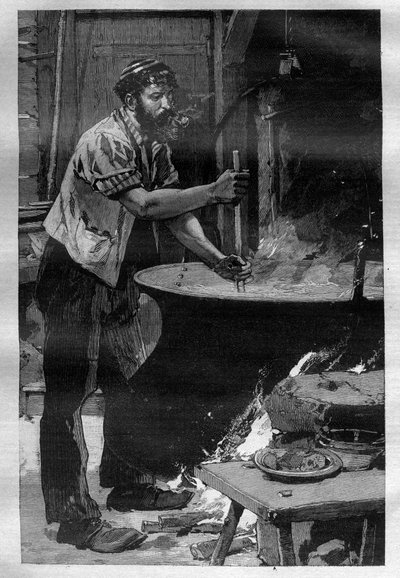 La fabbricazione del formaggio di Gruyere - Incisione in 