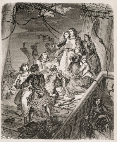 La galera di San Luigi - in "Storia di papi, re, regine, imperatori, attraverso i secoli" di Maurice Lachatre 1857 da Unknown artist