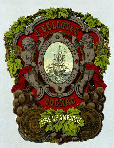 Etichetta di "Bellot Cognac - Fine Champagne", XIX secolo da Unknown artist