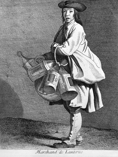 Venditore di lanterne. Incisione del XIX secolo da Unknown artist