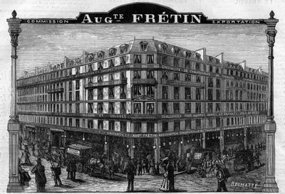Grande Fabbrica di Calzature "Auguste Fretin", Parigi VI Arrondissement 64, rue de Rennes. Incisione del 1883 da Unknown artist