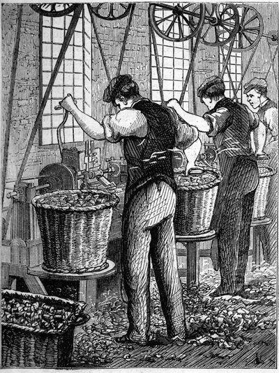 Grandi industrie inglesi: filatura del cotone di Walter Evans in Inghilterra nel 1863. Fabbricazione di bobine da Unknown artist