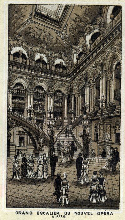 Grande scala della nuova Opera (Opera Garnier) a Parigi da Unknown artist