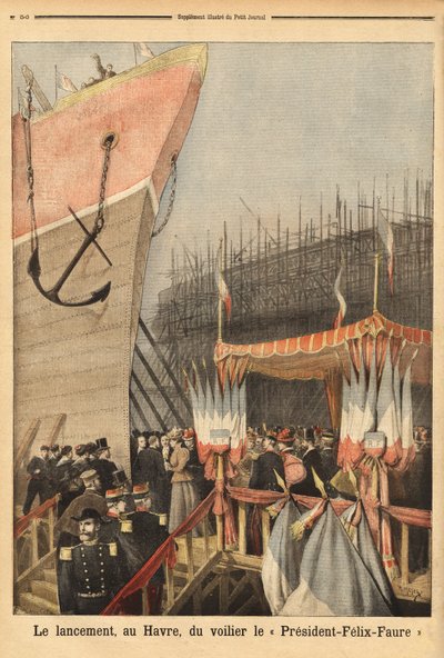 Varo della barca a vela "Presidente Felix Faure", il 3 febbraio, a Le Havre, sponsorizzato da Lucie Faure, la figlia del capo di stato e Louis Brindeau, sindaco di Le Havre; è la prima di una serie di barche a vela a 4 alberi da costruire a Le Havre dal 18 da Unknown artist