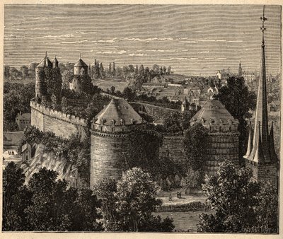 Il Castello a Fougères - Bretagna - Francia - incisione in "PATRIE" - DESCRIZIONE PITTORESCA DELLA FRANCIA IN 6 VOLUMI DI LUCIEN HUARD - fine XIX secolo da Unknown artist