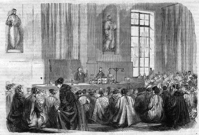 Il corso di insegnamento secondario per le giovani ragazze alla Sorbona: lezione di chimica - Incisione in "Le Journal Illustre" da Unknown artist