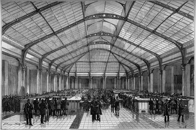 Le crédit foncier a Parigi: la grande sala delle casse nel 1883 da Unknown artist