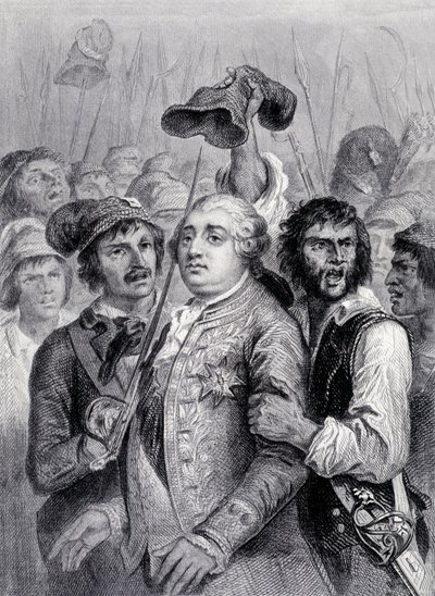 Il popolo alle Tuileries, cappello Luigi XVI del berretto frigio, 20 giugno da Unknown artist