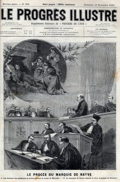 Il processo del marchese de Nayve alle assise di Bourges nel 1895 - Incisione in "Le Progres illustré" del 1895 da Unknown artist