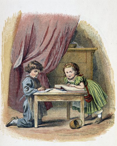 Lettura dei bambini - in “I giochi dei bambini”, ed. Londra, George Routledge and Sons, fine XIX secolo da Unknown artist