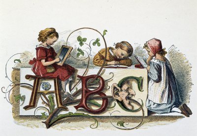 Lettura e scrittura dei bambini da Unknown artist