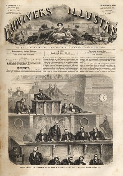 Corpo legislativo - sessione del 14 marzo 1861 - Pierre Jules Baroche (1802-1870) risponde a Jules Favre (1809-1880) - L