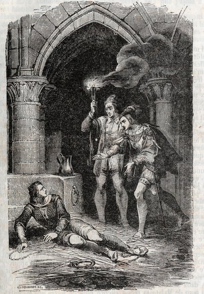 Leone libera Ruggiero - incisione del 1851 da 