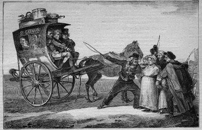 Gli Omnibus di Parigi nel XIX secolo: il cuculo - Incisione del 1892 da Unknown artist