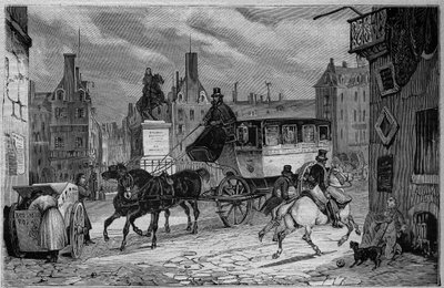 Gli Omnibus di Parigi nel XIX secolo: il triciclo - incisione del 1892 da Unknown artist