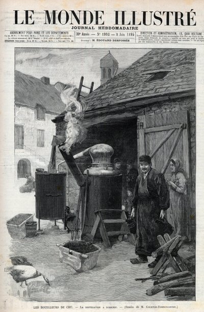 I distillatori - la distillazione a domicilio a Parigi nel 1895 - incisione in "Le Monde Illustré" n°1993 del 1895 da Unknown artist