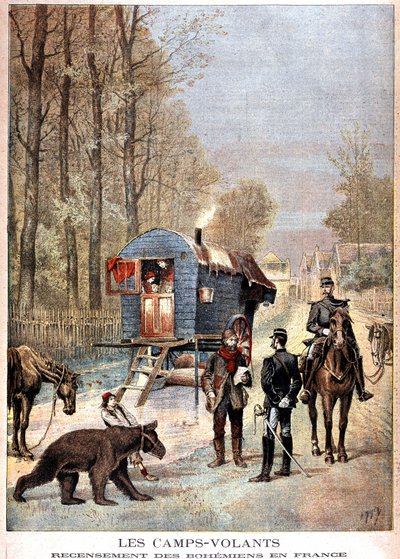 Les camps volants: Censimento degli zingari in Francia (Roulotte, zingari e gendarmi) - in "Le petit journal" del 05/05/1895 da Unknown artist
