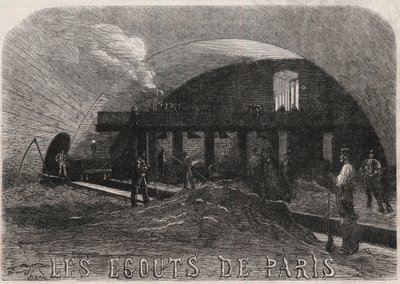 Le fogne di Parigi: la grande camera e le officine di forgia del ponte Notre Dame - Incisione in "Le Monde Illustré" da Unknown artist