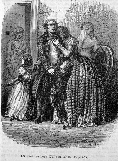 Les fareeux di Luigi XVI alla sua famiglia (a Maria Antonietta e Luigi XVII) da Unknown artist