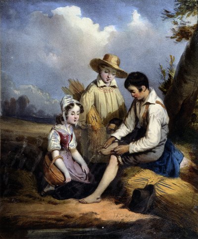 I piccoli mietitori (uno ferito al piede), c.1840 da Unknown artist