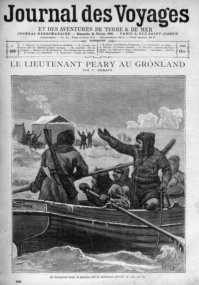 Tenente Robert Edwin Peary in Groenlandia - Tenente Robert Edwin Peary (1856-1920) in Groenlandia - copertina di "Le Journal des voyages" del 1894 da Unknown artist