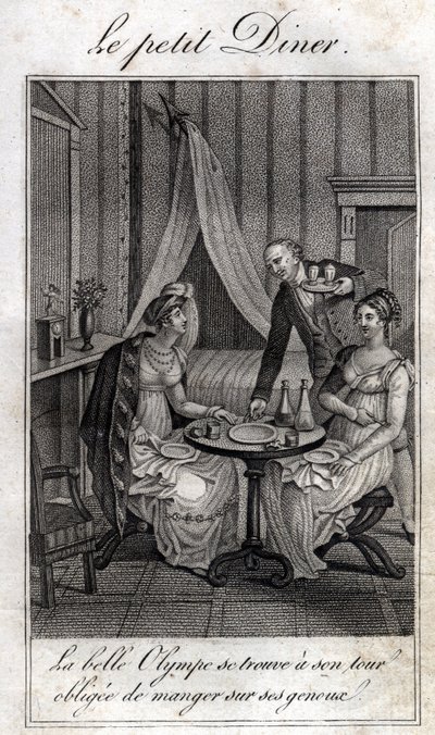 Piccola cena. Olympe de Gouges (1748-1793), donna di lettere e rivoluzionaria francese con Celine una delle sue amiche da Unknown artist