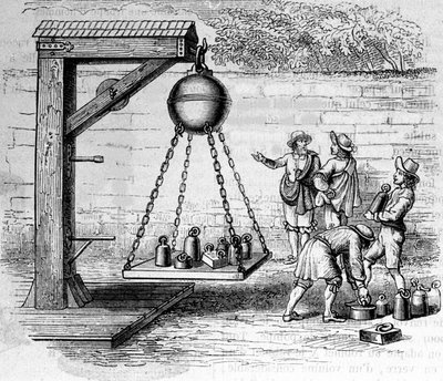 Caricamento degli emisferi di Magdeburgo sospesi per calcolare la pressione atmosferica - in "Ottonis de Guericke: Experimenta Nova Magdeburgica de vacuo spatio" di Otto von Guericke da Unknown artist