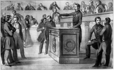 Luigi Napoleone (Napoleone III) giura fedeltà alla Repubblica il 20 dicembre 1848 - Giuramento di Luigi Napoleone III (Luigi Napoleone), proclamato ufficialmente presidente della Repubblica, all