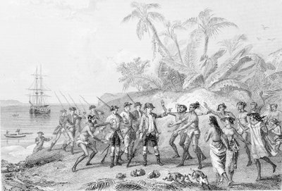 Louis Antoine, Conte di Bougainville (1729-1811) arriva a Tahiti da Unknown artist