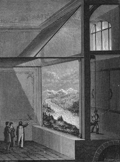 Louis Daguerre eseguì una dimostrazione del diorama e del modo di cambiare pittura da Unknown artist