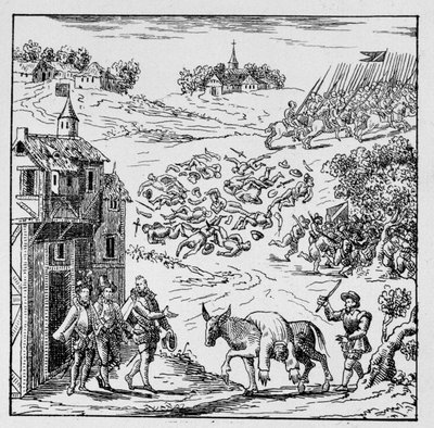 Luigi I di Borbone, Principe di Condé (Bourbon-Conde) (1530-1569) fu ucciso in battaglia e il suo corpo, messo su un asino, fu portato a Jarnac, esposto alla vista di tutto l