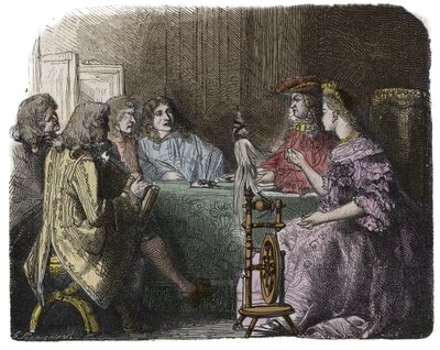 Luigi XIV che tratta affari con i suoi ministri negli appartamenti di Madame de Maintenon (incisione) da Unknown artist