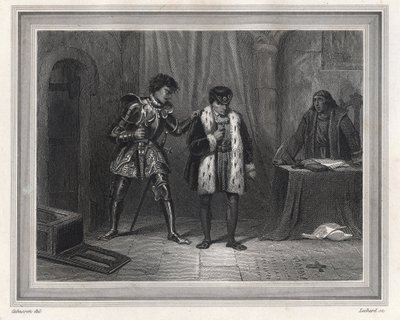 Luigi XI prigioniero di Carlo il Temerario Duca di Borgogna - Re di Francia Luigi XI (re 1461-1483) incontra il suo avversario Carlo il Temerario Duca di Borgogna nel 1467-1477 a Peronne nell