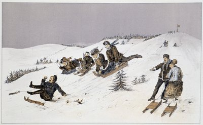 Slitta - in "Sketches of canadian sports and pastimes" di Lieut. Henry Buckton Laurence da Unknown artist