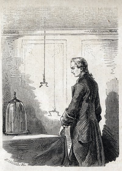 Luigi Galvani provoca contrazioni di rana con l